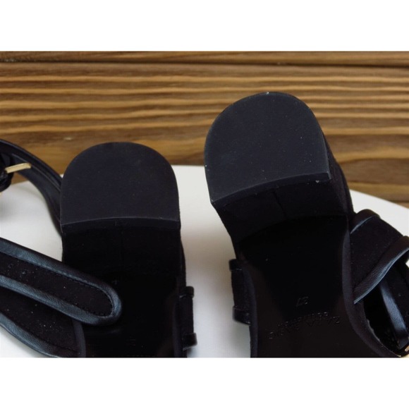 Zara Size 37 Sandal Ankle Strap Black Leather Women M Basic Collection - Picture 10 of 10